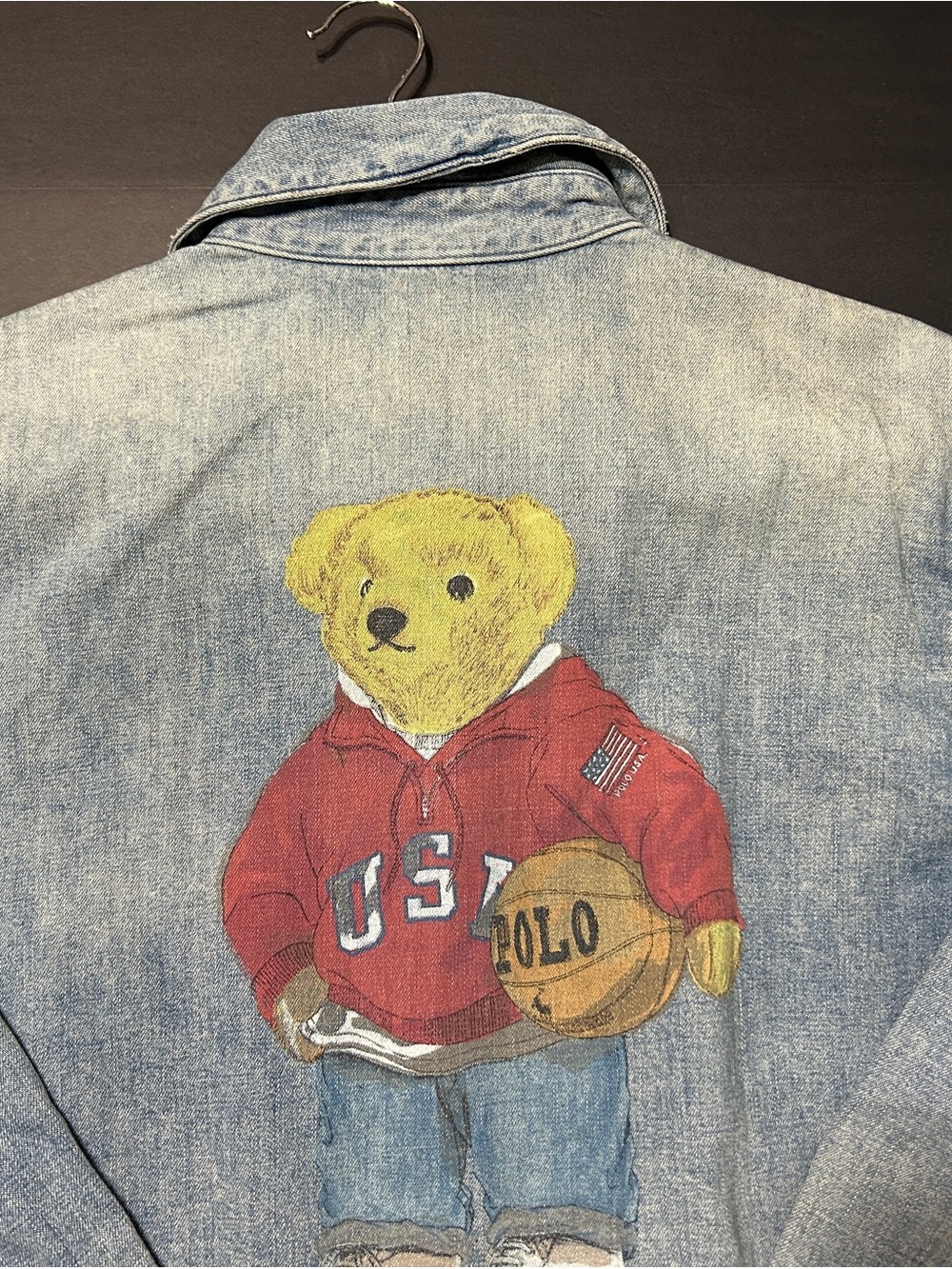 VTG Polo Ralph Lauren Denim Jacket with Yellow Teddy Bear Graphic Size M New - Picture 4 of 16